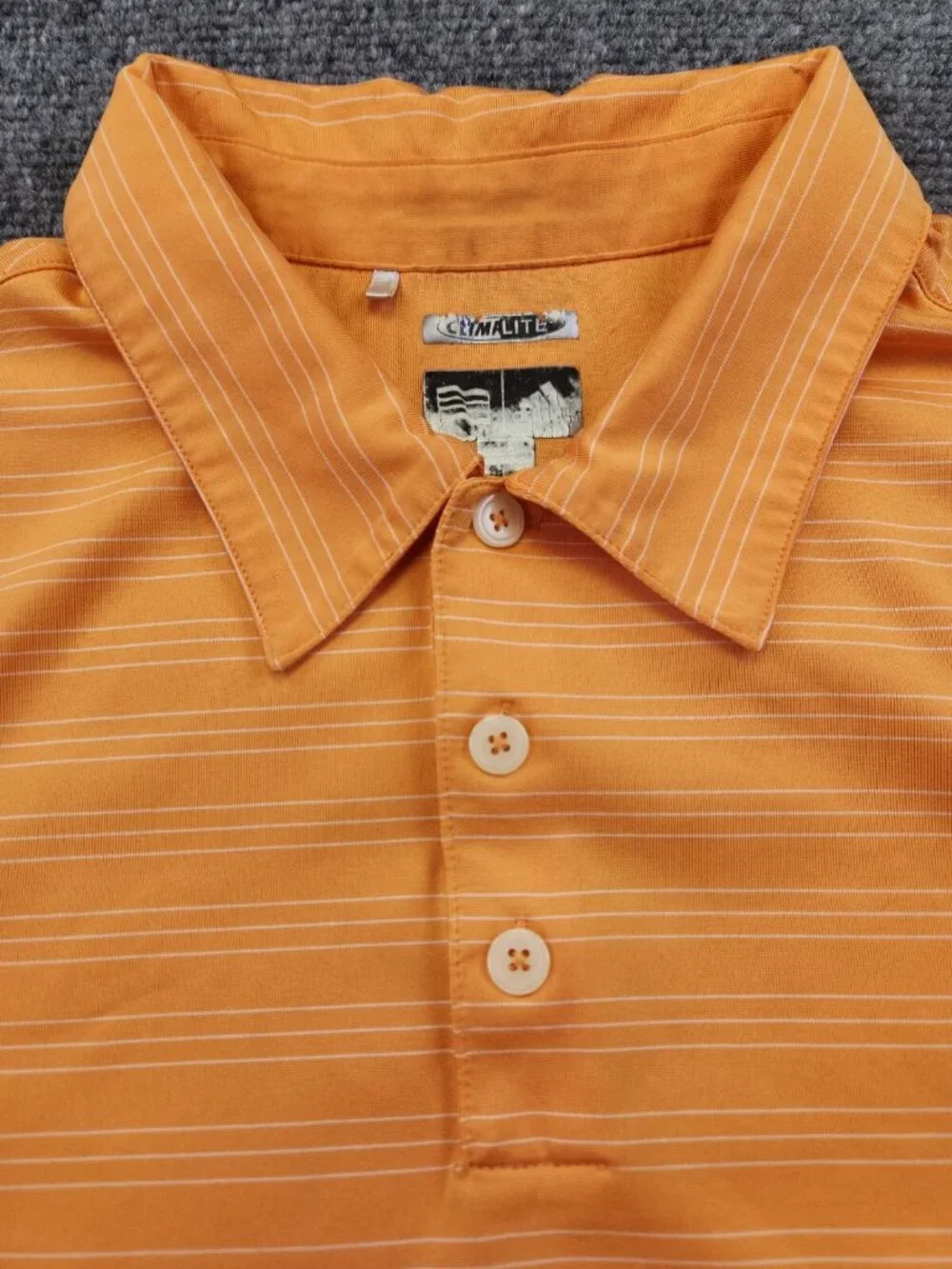 Adidas Climalite Adult Men Large Orange Striped Short Sleeve Golf Polo Polyester